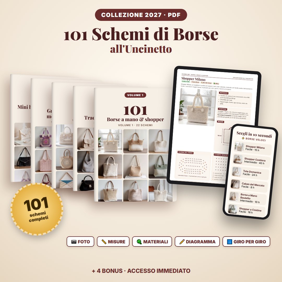 101 schemi di borse all'uncinetto in PDF